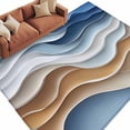 thumbnail image 2 of Blue Brown Area Rug 5x8 FT, Non Slip Bedroom Throw Carpet, Aesthetics Moire Ombre Abstract Geometric Washable Soft Floor Carpet Non-Shedding Rug for Living Room Nursery Dorm Office, 2 of 9