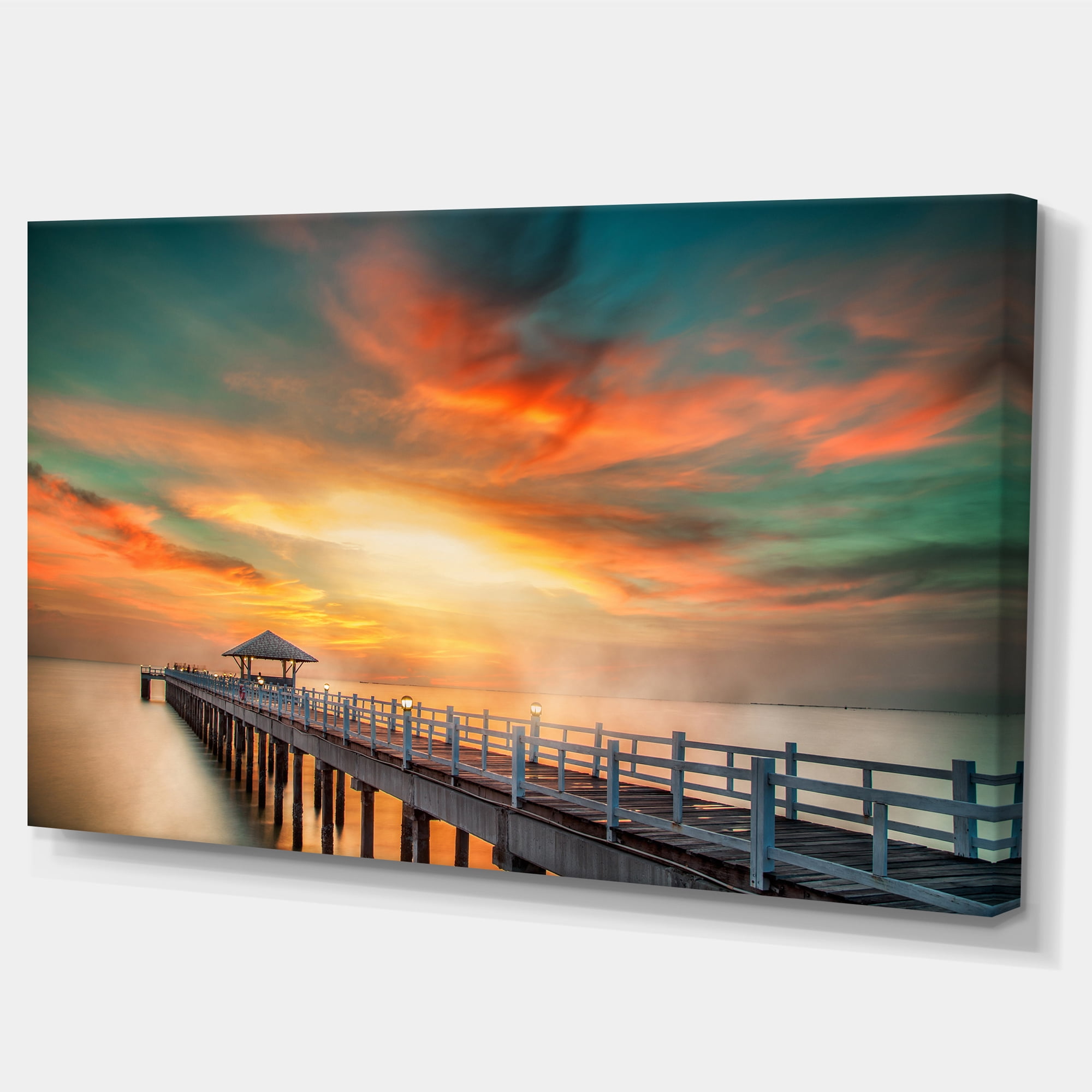 Designart 'Wooden Pier ' Landscape Photo Canvas Art Print