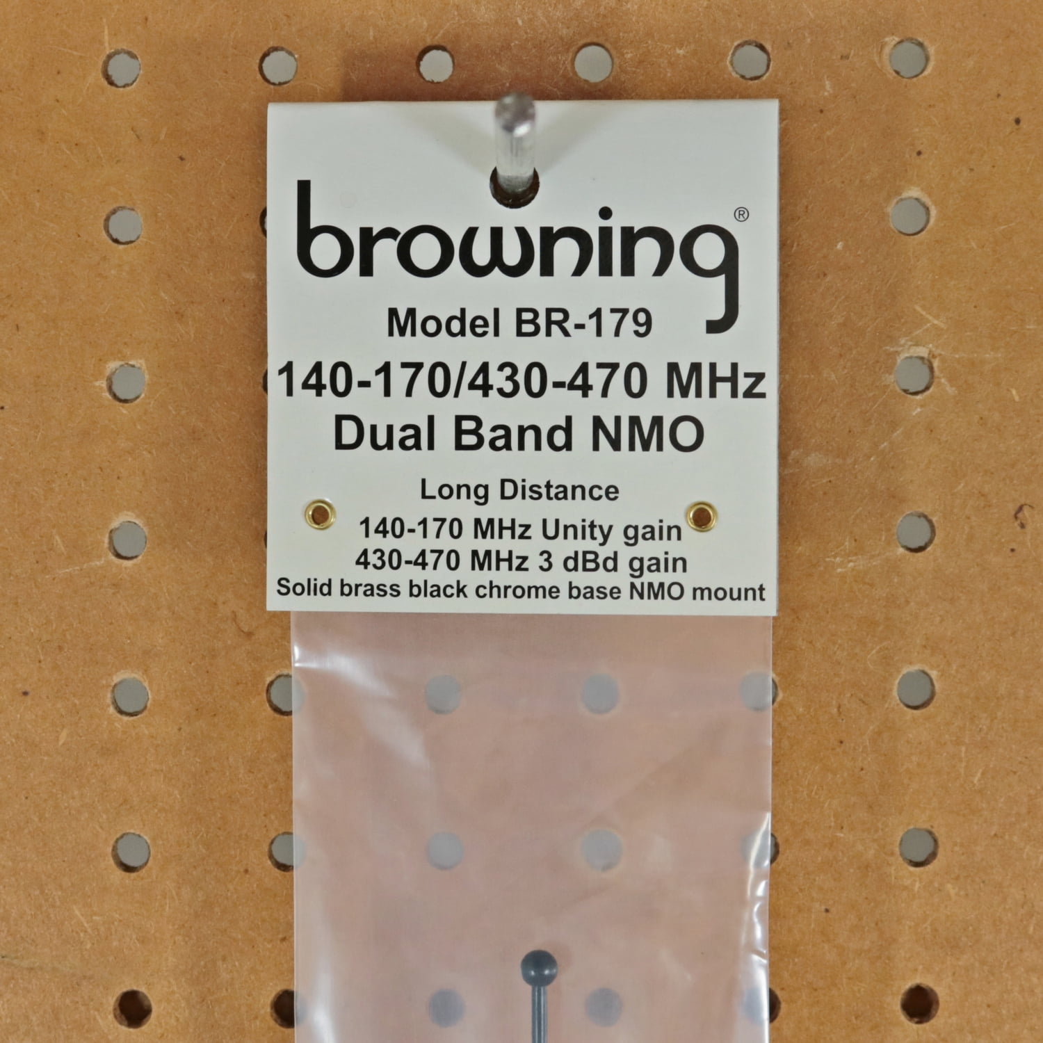 Browning 140 to 170 MHz VHF/430 to 470 MHz UHF Pre-Tuned Dual Band NMO Antenna, BR-179