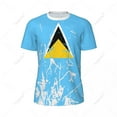 thumbnail image 3 of Exclusive design Saint Lucia Flag Grain 3D Printed Men For Running Bike Soccer Tennis Fitness Sports tshirt Mesh Short T-shirt, 3 of 17