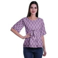 thumbnail image 2 of Moomaya Printed Round Neck Top For Women Elbow Sleeve Blouse Tunic Formal Wear, 2 of 6