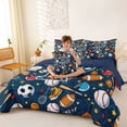 thumbnail image 4 of Erosebridal Soccer Football Sport 7-Piece Twin Bedding Sets,Letter P Monogrammed Bedding Comforter Set For Boys Kids,Reversible navy blue, 4 of 7