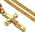 thumbnail image 3 of EOEMY Hot Mens Stainless Steel Gold Silver Jesus Crucifix Cross Pendant Chain Necklace-Gold-30Inch Or 76Cm, 3 of 5