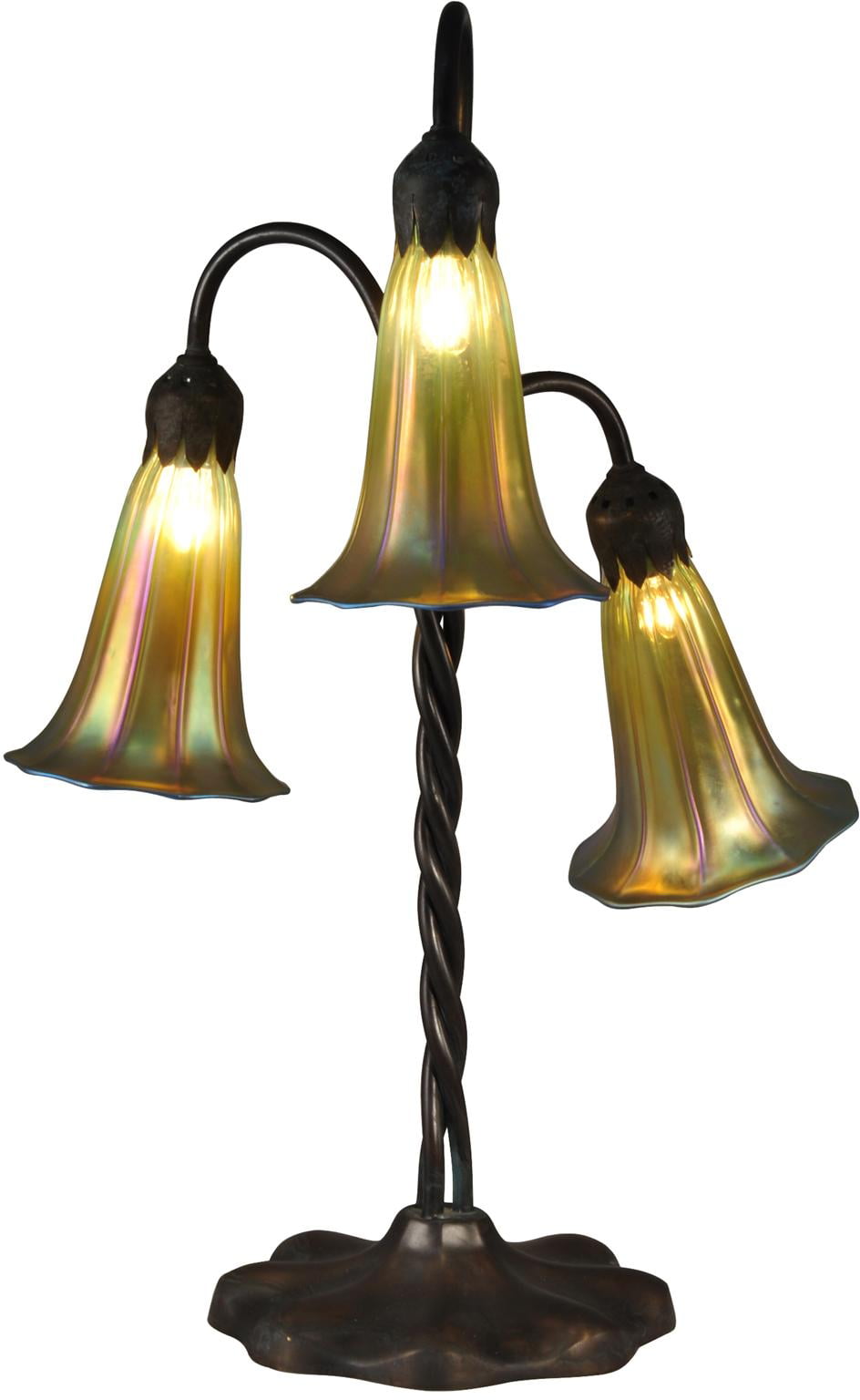 Table Lamp DALE TIFFANY LILY 3-Light Verde Antique Bronze Gold Green ...