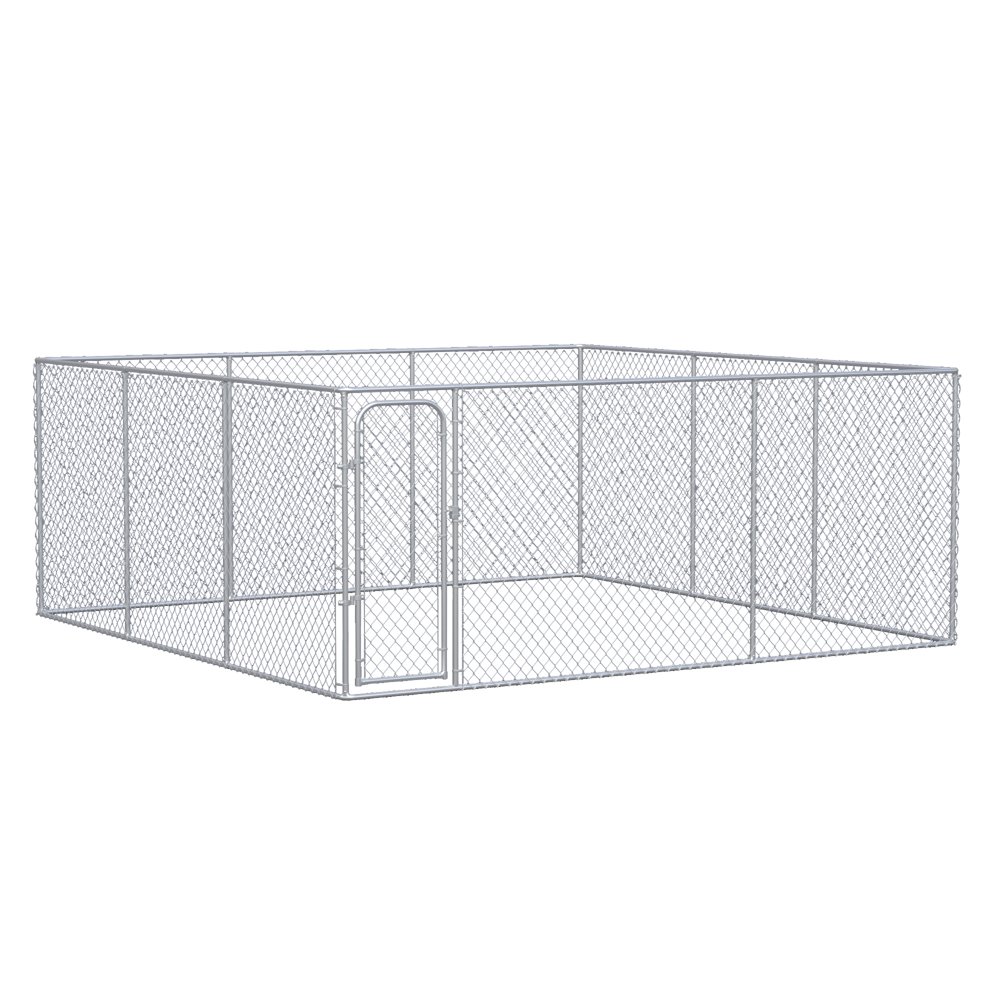 PawHut Outdoor Dog Kennel Galvanized Chain Link Fence Heavy Duty Pet