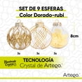 thumbnail image 2 of Esferas para árbol de navidad Artego de 8 cm de diámetro paq 9 esferas de plástico Dorado Rubi * Línea Handmade acabado crystal pintadas a mano 3 estilos, para colgar Christmas ornaments, 2 of 7