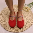 thumbnail image 4 of Women Rhinestone Mary Jane Flats, Round Toe Sparkly Buckle Strap Flat Shoes, Soft Comfort Ballet Shoes for Wedding Party, 4 of 7