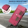thumbnail image 7 of ShieldFlex Wallet Case for iPhone 15 Pro Max RFID Blocking 6-Card Holder Soft PU Leather Magnetic Snap Crossbody Shoulder Strap Zipper Pocket Phone Case,Red, 7 of 7