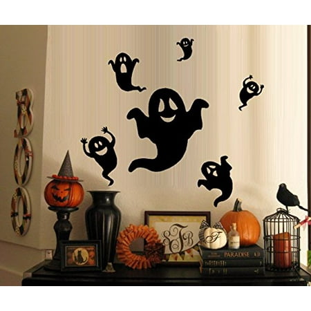 HALLOWEEN DECOR ~ Flying Ghost ~ Halloween ~ Wall or Window Decal 6 Ghost (Black) THESE ARE NOT WINDOW CLINGS