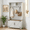 White, variant on CANVORA 38" Rustic Farmhouse Hall Tree with Bench, 7 Hanging Hooks, Shoe Storage, 2 Open Cubbies, Adjustable Shelf & Sliding Barn Door, White and Brown