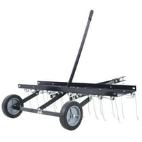40-Inch Lawn Sweeper Tow Behind Dethatcher - Black - Steel - Ideal for Yard Care - Easy Attachment and Detachment