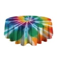thumbnail image 5 of Colorful Rainbow Tie Dye Spiral Pattern Round Tablecloth 60"x60",Wrinkle Wipeable Table Cloth for Kitchen Dining Room Picnic Patio Party, 5 of 6