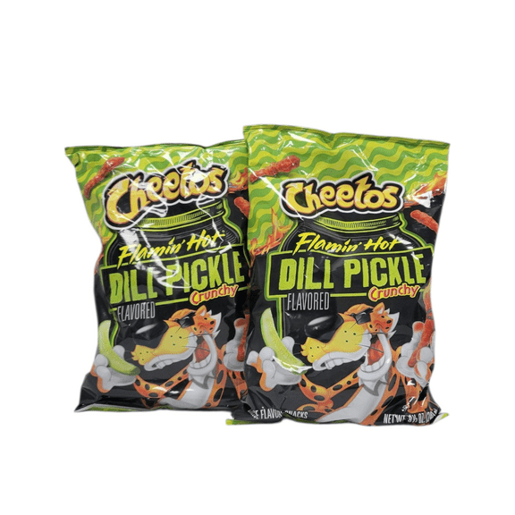 Limited Edition Cheetos Flamin' Hot Dill Pickle Flavored Crunchy Chips 8 1/2 oz Bag - 2 Pack
