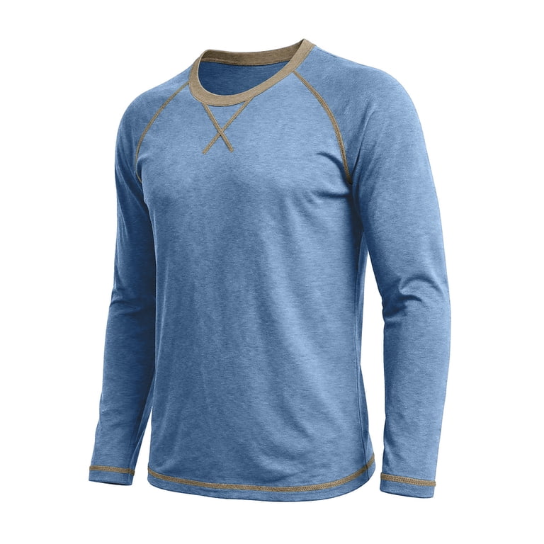Kinrui Mens Raglan Long Sleeve Shirts Casual Sotft Solid Color Workout ...