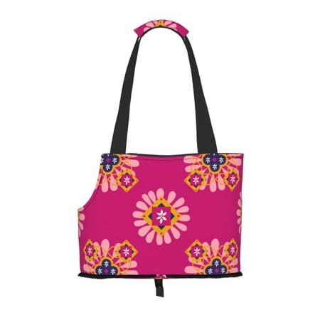 Dog Sling Carrier, Small Dog/Cat Soft Side Carrier Tote Bag for Subway/Shopping/Hiking/Travel-Moroccan Traditional Design Pattern