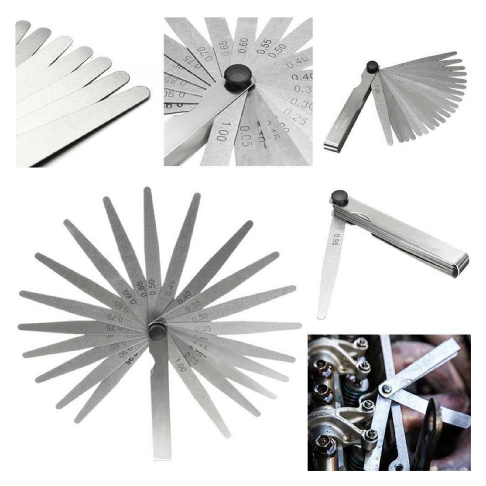 17 Blades Feeler Gauge High Precision Metric Thickness Gauge Foldable Stainless Steel Gap Gages Blades Feeler Measurements Tool ,Easy to Use