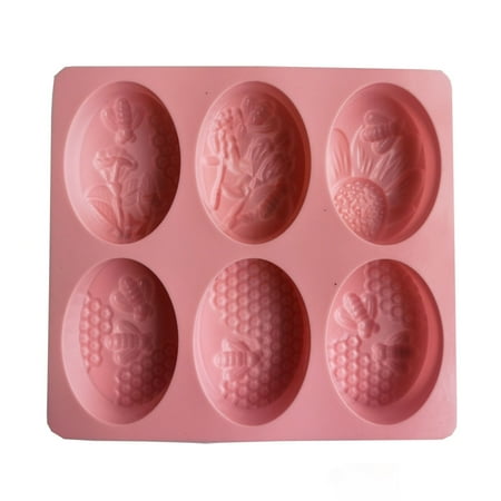

Hadanceo 6 Cavity Cake Mold Food Grade Non Stick DIY Silicone Bee Oval Shape Fondant Chocolate Baking Mould