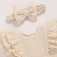 thumbnail image 4 of Zehjuhan Infants Baby Girl Ruffle Bubble Romper One-Piece Shorts Jumpsuit with Mesh Butterfly Sleeves Summer Outfit Apricot，0-3M, 4 of 7