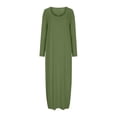 thumbnail image 4 of Yuyuzo Robe Maxi pour Femmes Manches Longues Décontractée Robe de Maison Couleur Unie Col Rond Basique Confortable, 4 of 6