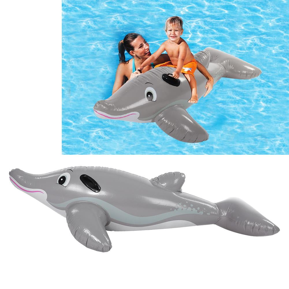 LYUMO Kids Dolphin Rider, Inflatable Swimming Pool Children Float Gray