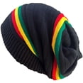 thumbnail image 1 of Jiibva Fashion Rasta Beanie Hat Winter Hats Ribbed Knitted Hat Peaked Cap Two Ring Ribbed Knit for Woman, 1 of 7