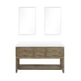 thumbnail image 2 of 60 In. W Grey Oak Double Bath Vanity, Cultured Marble Top & 28" Mirrors - 4 Drawers And Open Cabinet For Enhanced Storage Practical Space, Soft Close Mechanism Optimal Storage, Close, Hand-polished, 2 of 4