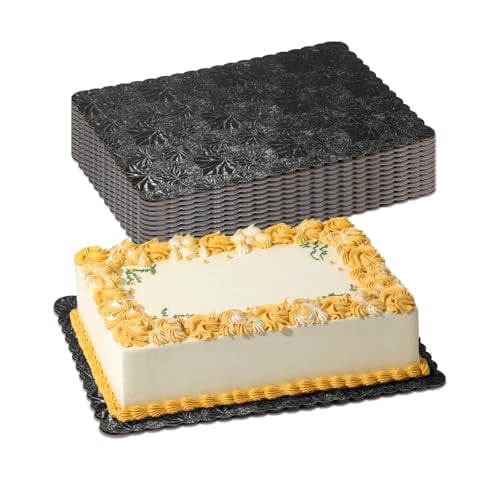 Fit Meal Prep [100 Pack] 14x10 Rectangular Cake Stand White Cardboard Cake Boards Quarter Sheet Disposable Cake Base, Desserts and Pastries Food Bottoms Grease Proof and Moisture Resistant