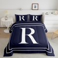 thumbnail image 1 of Erosebridal Initial R Letter Bedding Sets King with Comforter, Navy Comforter Sets King Size, Chic Monogrammed Reversible Down Comforter, Microfiber Room Decor, 3 Pieces, 1 of 8