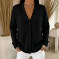 thumbnail image 3 of Resicozy Women's Long Sleeve Cardigan Sweaters Button Up V Neck Knit Tops Lightweight Oversized Business Pullover Black XL, 3 of 5
