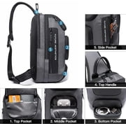 BANGE Sling Backpack, Minimalist Crossbody Sling Bag, Waterproof Oxford Cloth, Lightweight Waterproof Daypack, Grey