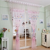 Zmeidao Sheer Floral Curtains, Rustic Flower Patterned Bedroom Curtains 2 Panels Vintage Tulle Curtains Pink Sheer Window Curtains for Living Room Bedroom Window Door Balcony