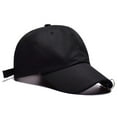 thumbnail image 2 of HEMLBOYW Men Women Plain Solid Color Black Baseball with 2 Metal Rings Hip Hop Adjustable for Trucker Hat, 2 of 6