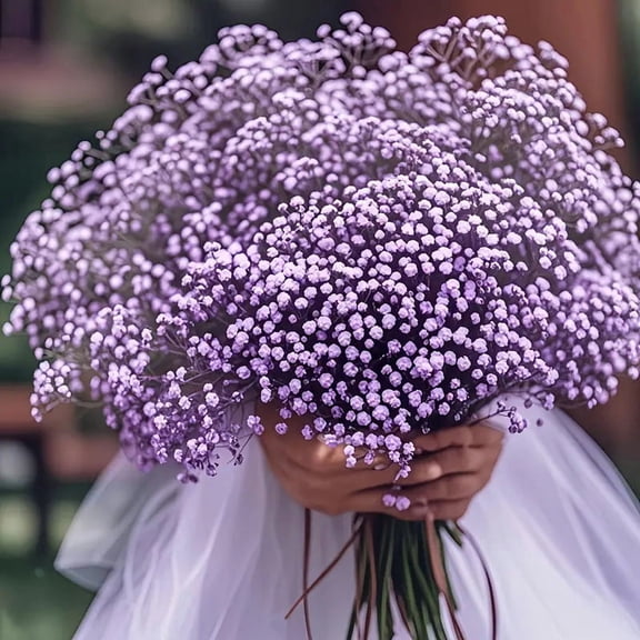 Purple Lilac Artificial Bouquet with Baby's Breath for Wedding Centerpiece
