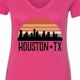 thumbnail image 4 of Inktastic Houston Texas Skyline Retro Women's V-Neck T-Shirt, 4 of 5