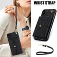 thumbnail image 2 of Allytechgroup for iPhone XS/X Wallet Case with 5 Cards Holders, Detachable Hand Strap & Shoulder Lanyard RFID Blocking Shockproof Protective Phone Case for Girls Women, Black, 2 of 8