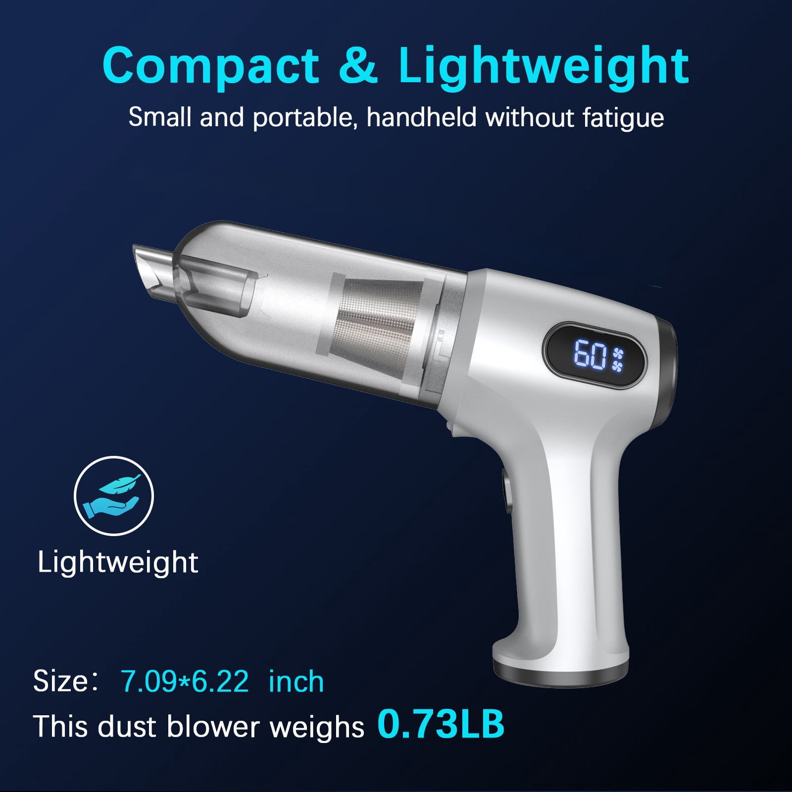 2-in-1 Handheld Car Vacuum Cleaner,2025 Portable Air Duster Suction Blower Rechargeable LED Display Multiple Nozzles,Efficient Cleaning For Cars Home Keyboards And Small Appliances-Free Size