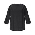 thumbnail image 4 of Women 3/4 Sleeve Workout Shirts Quick Dry Tops Crew Neck Gym Hiking T Shirt Sun Protection Casual Tees Lightweight Black L, 4 of 6