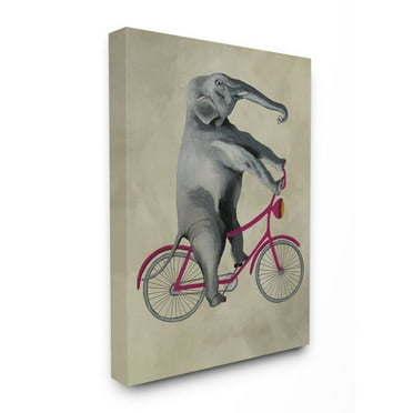 The Stupell Home Decor Collection Elephant On A Bicycle Super Canvas Wall Art