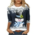 thumbnail image 2 of Xihbxyly Blouses à Manches 3/4 pour Femmes T-shirt Imprimé Mode Féminine Blouse à Manches 3/4 Col Rond Hauts Décontractés Offres de Vacances, 2 of 4