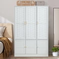 thumbnail image 5 of Wirrytor 6 Doors Armoire Wardrobe, Storage Cabinet Wood, 8 Shelves Metal Handles for Tall Cabinet Closet Large Capacity Armoire Wardrobe Closet with Hanging Rod, White, 5 of 12