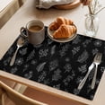 thumbnail image 3 of Black Botanical Placemats Set of 2 Farmhouse Summer Floral Leaves Place Mats Indoor Wipeable Table Mats Washable Cloth Dining Table Placemats for Kitchen Holiday Party Home Decor 13x19 Inch, 3 of 9