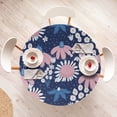 thumbnail image 4 of Ambesonne Garden Fitted Round Tablecloth, Chamomile Wildflower Plot, 56"- 60" Diameter, Dark Violet Blue and Rose, 4 of 5