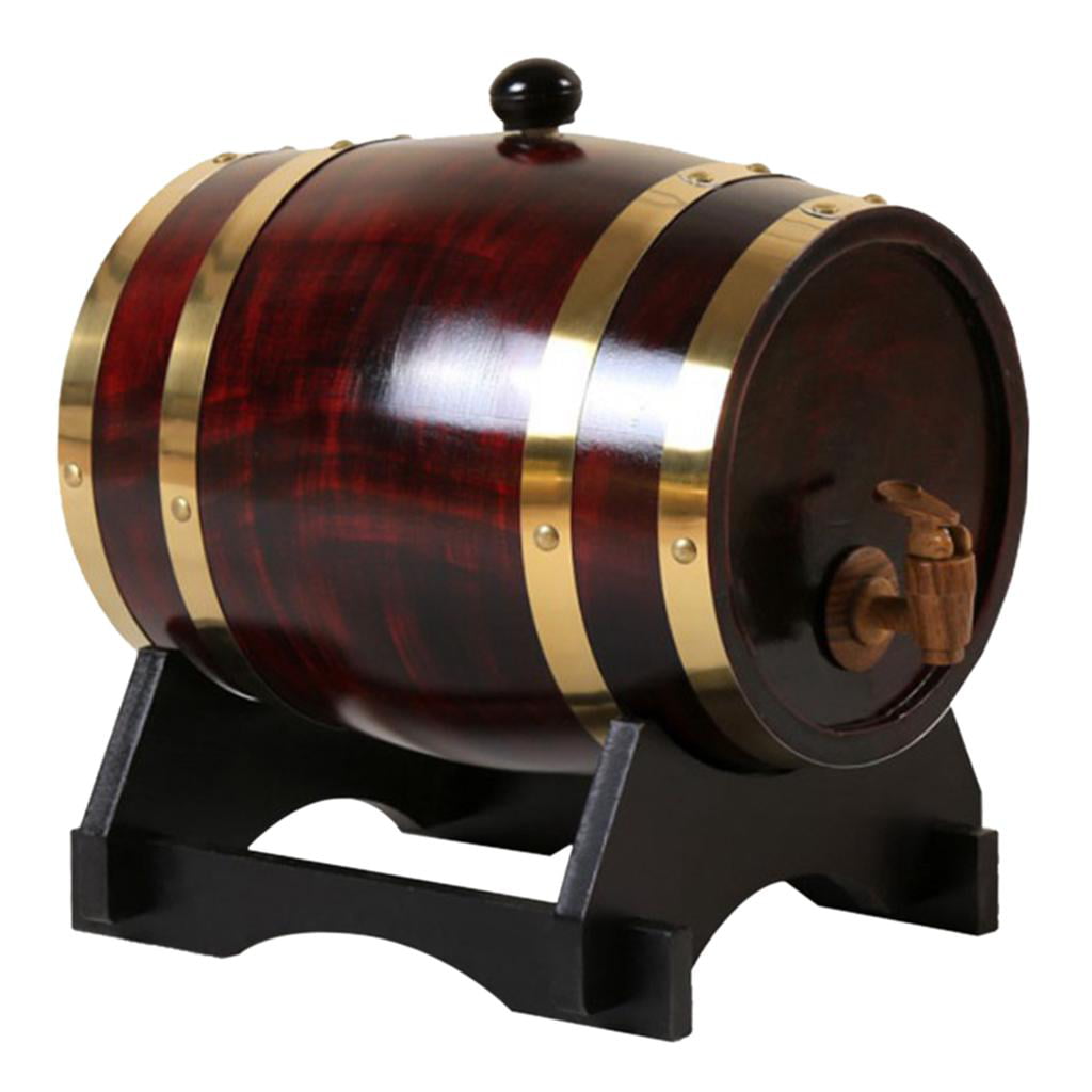 5L PineWood Wine Barrel For Wine Whiskey Spirits Keg Storage Barrels w/ Pedestal 