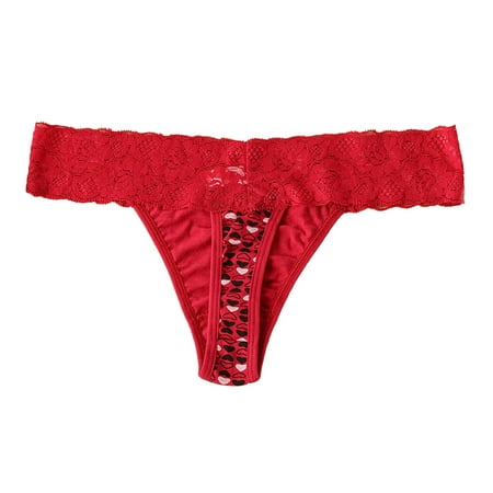 

Womens Underwear Cotton Women s Thongs Low Waist See Through Panties Cotton Seamless Lace Thongs for Women(S Red)