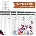 thumbnail image 4 of Funny Pink Butterfly Shower Curtain, Full Bloom Floral Retro Butterflies Flowers Aesthetic Bath Curtain, Rustic Sunflower Waterproof Fabric Bathroom Curtain Sets with Hooks, 4 of 4