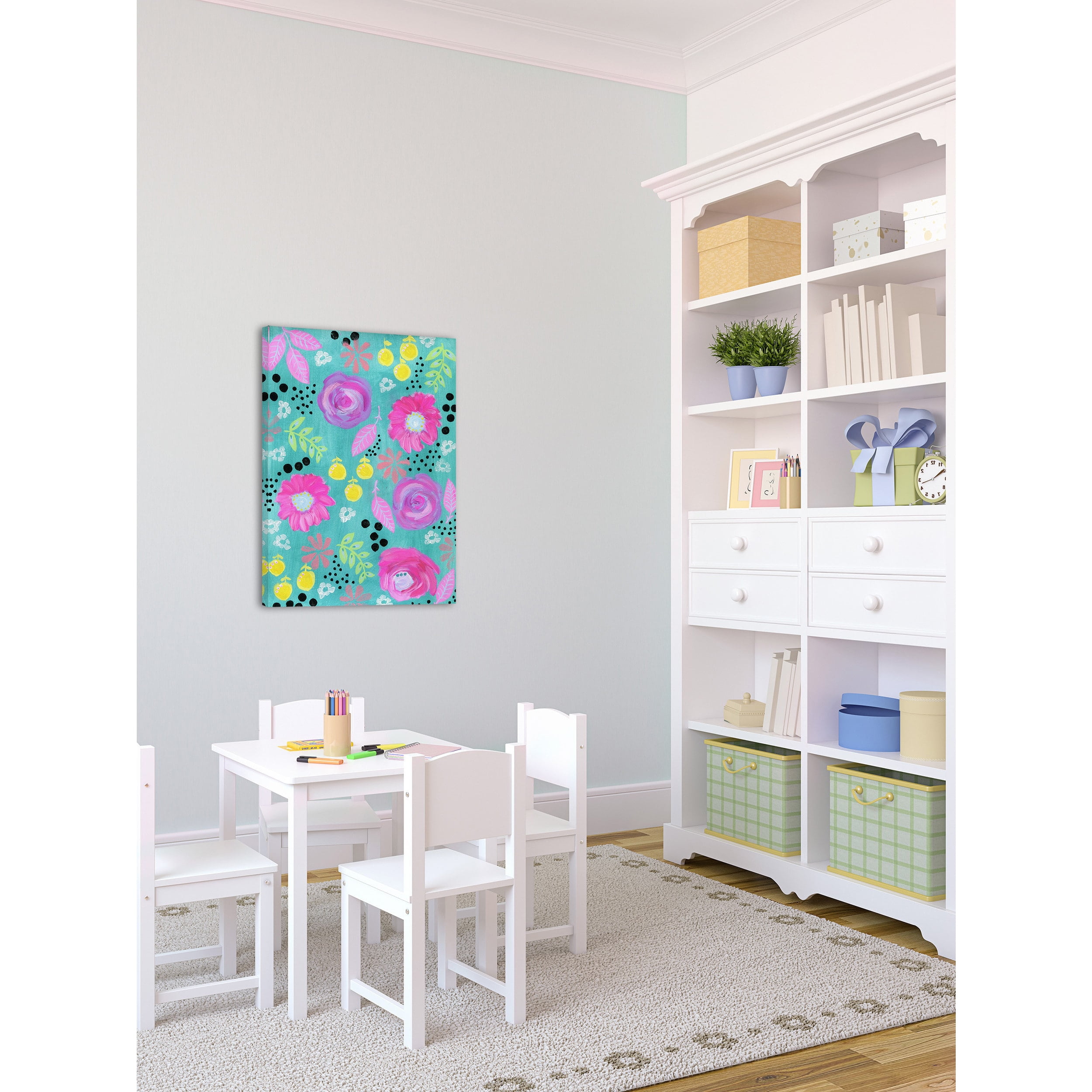 Marmont Hill "Pink Flowers" by Jill Lambert Painting Print on Wrapped Canvas