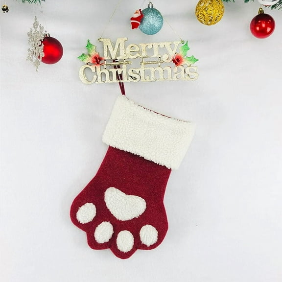 Peacheart Pet Christmas Stockings for Cat Dog, Pet Paw Xmas Stockings for Christmas Party Fireplace Mantel Decor
