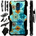 thumbnail image 1 of Compatible LG Stylo 5 | LG Stylo 5 Plus Case Armor Hybrid Phone Cover LuxGuard Holster (Teal Flower Button), 1 of 1