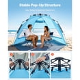 thumbnail image 3 of KFFKFF Beach Tent Sun Shelter for 4 People, Pop-Up Sunshade with UPF 50+ Protection, Portable Canopy with Carry Bag and Sand Pockets, Quick Setup for Camping, Fishing, and Outdoor Picnics, 3 of 9