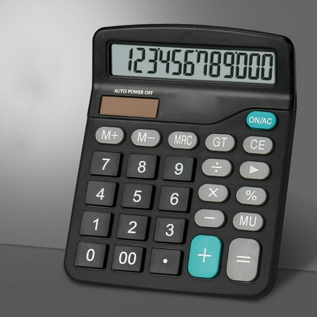 Calculadora de escritorio Calculadora estándar para estudiantes con energía solar y batería de 12 dígitos para oficina, escuela, hogar, negocios, color negro